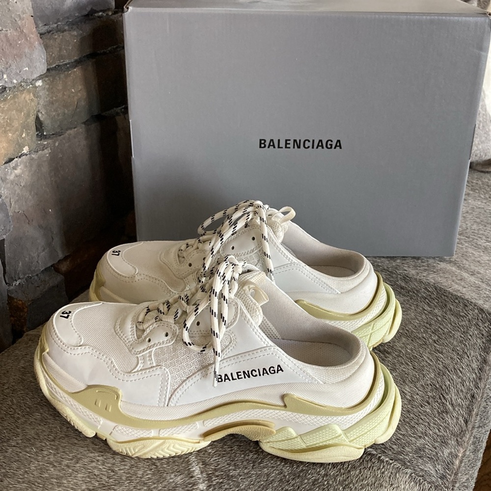 BALENCIAGA Triple S Mesh White Mule Sneakers - Picture 2 of 15